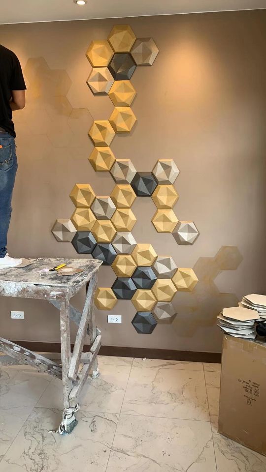 Panel Dinding Lembut Golden Dalaman 3D Mosaic Tile