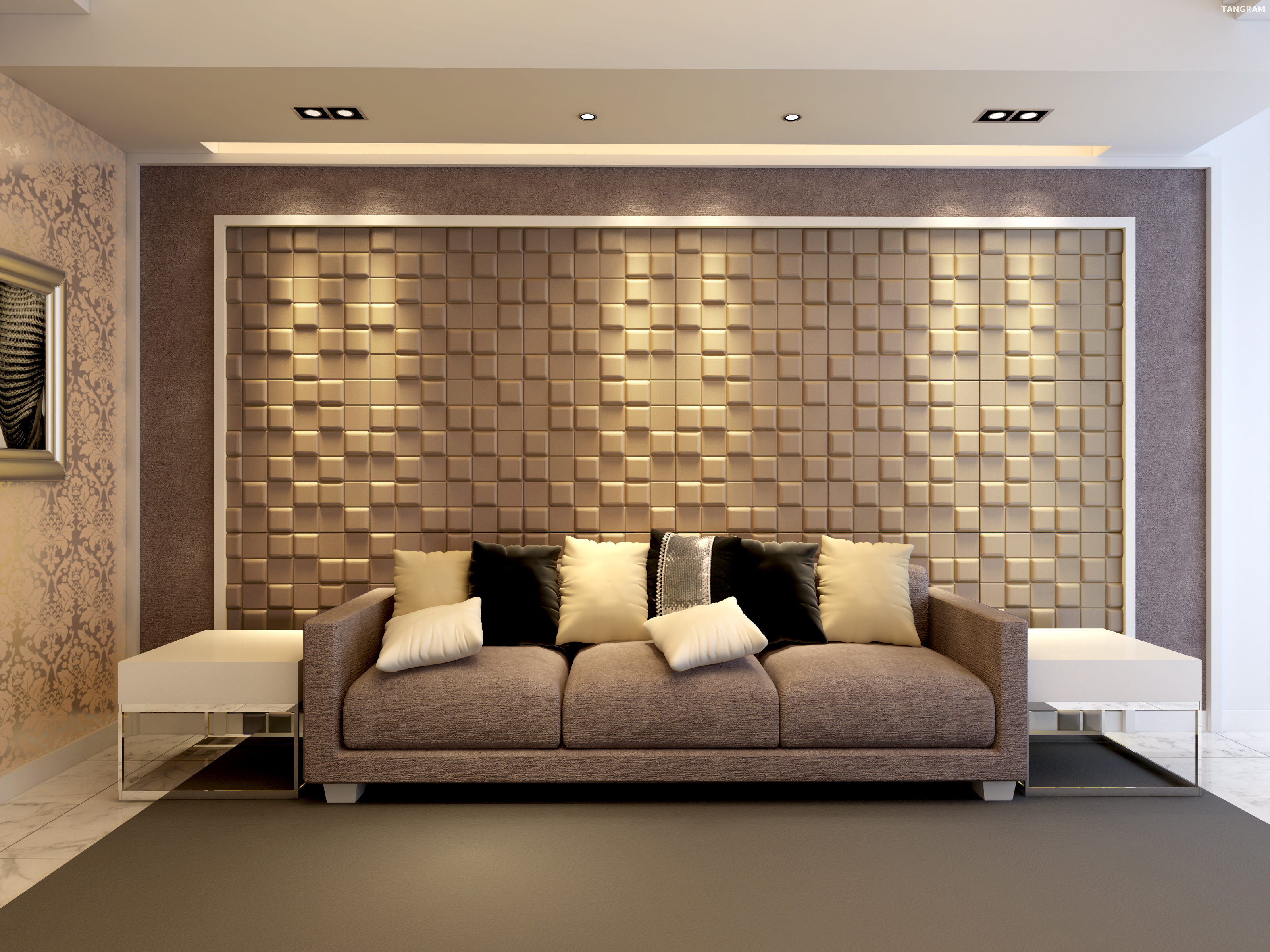 Kelembapan Bukti Bunyi Green Refleksi Panel Dinding 3D